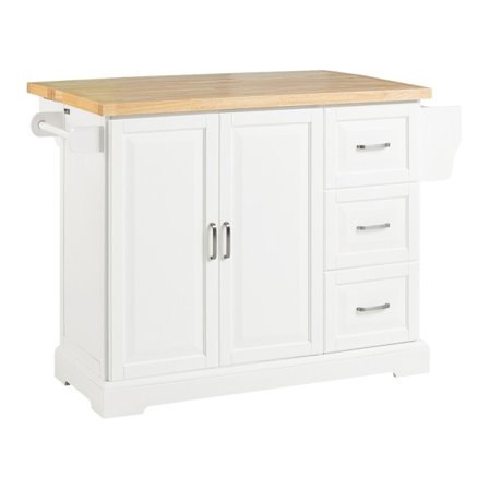 SoBuy Köksö med 3 lådor i träfärg 128x70.7x91.2cm, funktionell FKW41-WN