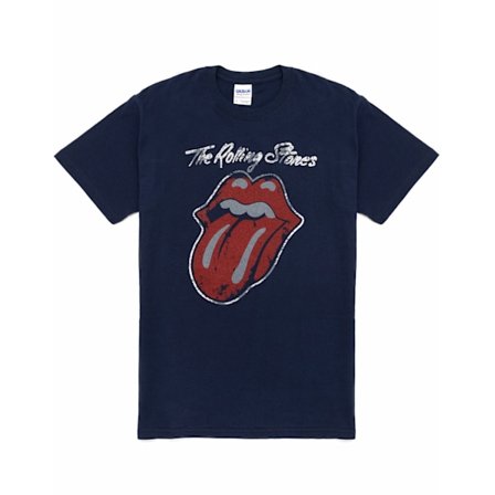 The Rolling Stones T-shirt med tunglogotyp för män, marinblå, storlek S