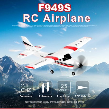 Wltoys F949S 2.4G 3Ch RC Flygplan Fast Wing Plan Utomhusleksaker Drone RTF Digital Servo Propeller med Gyroskop Leksaker för pojkar
