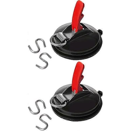 2 st sugproppar med 4 S-krokar, multifunktionella sugproppar superstark sugkrok för bil husbil husvagn spännare