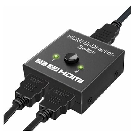 HDMI 4K 60Hz, Aluminium HDMI-splitter Manuell tosidig HDMI-bryter 1 inngang 2 utgang eller 2 inngang 1, støtter 4K 3D 1080P HDCP 2.2 HDR med PS5 PS4