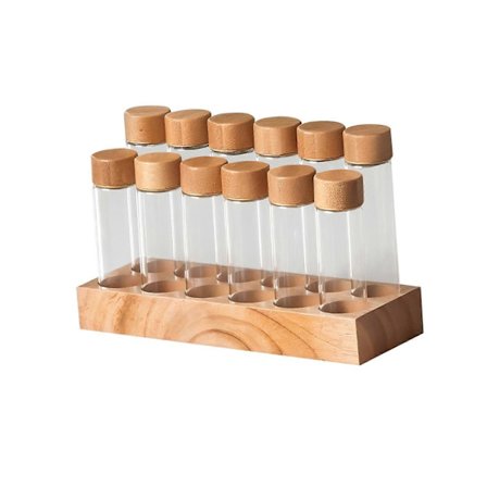 Lasiset koeputket, yhden annoksen kahvipapujen säilytysputket työtasolle, ruokakomeroon, 12 kpl korkealaatuista lasia