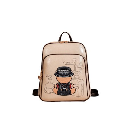 Sød tegneseriebjørn rygsæk til kvinder, stor læderrygsæk, rejsetaske