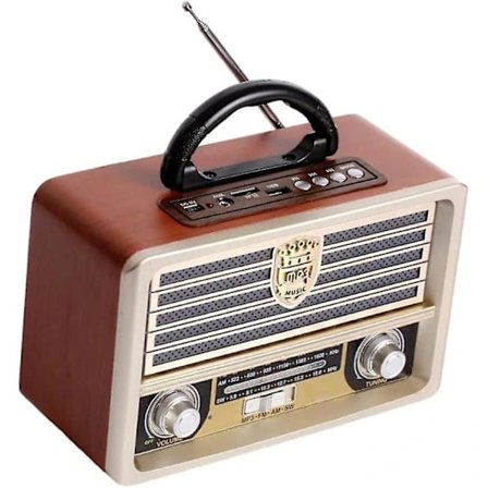 Retro Träradio, FM-radio, CD-spelare, med antik stil, stark bas, mini utomhushögtalare med hög volym