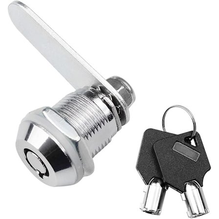 20mm Säkerhetsbrevlåslås i legering för skåpsdörr, Möbelås för brevlåda, låda, skåp, garderob, med 2 nycklar (silver)