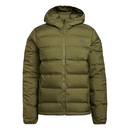 Adidas Men's Helionic Down Hooded Jacket Men warmly-lined down jackets Green XXL