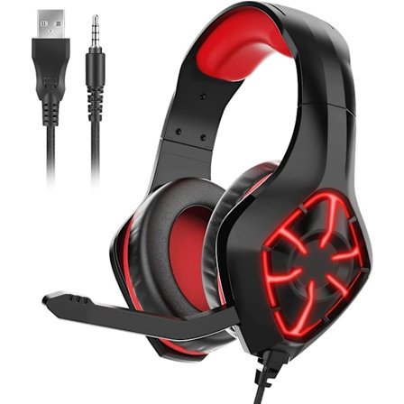 Profesjonelt over-ear støydempende gaming headset med mikrofon LED-belysning og stereokanaler for PS4 PS5 PC Xbox One Switch