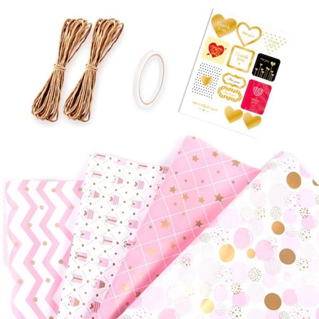 Pige fødselsdag gavepapir metallisk guldfolie