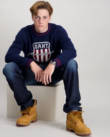 GANT GRAPHIC KNIT C-NECK Blå Genser Gutt - Kids Brand Store