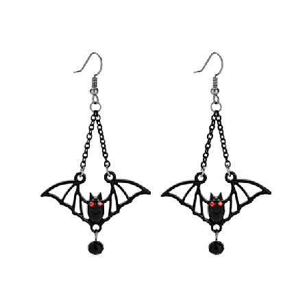 2 stk Retro Sorte Øredobber Merkelig Flaggermus Mote Øredobber (svart)