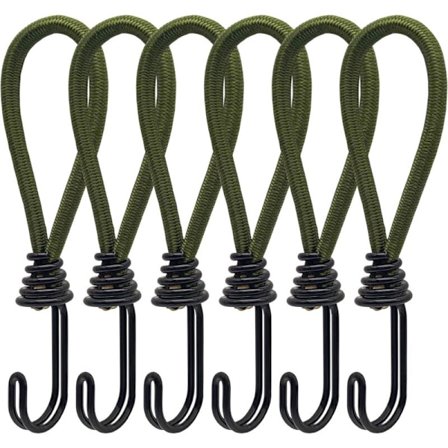 6 stk. gummistropper med spiral kroge til telte, presenninger, PVC bannere, pavilloner, trampoliner, solsejl