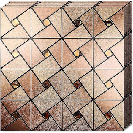 (5 ark, kobber) Skræl og klæb bagpladefliser til køkken Badeværelse Bordplader Pejs Kontakt Metal Vægmærkater Indretning Vindmølle Puslespil Glas Mix