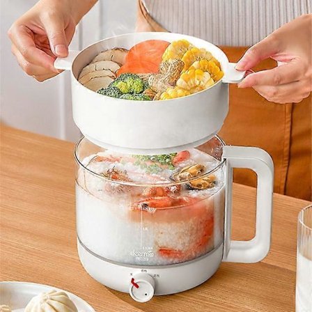 1.2L Multifunktionell Elektrisk Gryta Portabel Riskokare För Studentboende Justerbar Borosilikatglas Elektrisk Varm Gryta 220V (FMY)