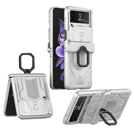 GKK Galaxy Z Flip 4 Skal Ringhållare Kickstand - Vit