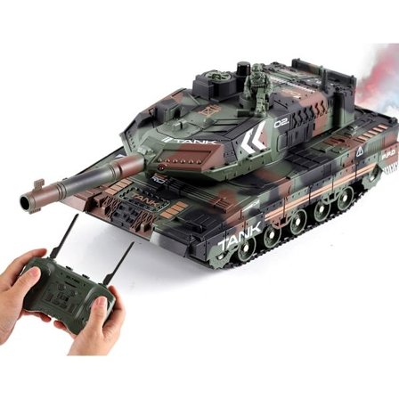 Fjernstyret Tank til Drenge Militærtank med Røg, Lys & Lyde