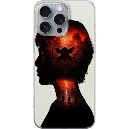 Yhteensopiva Puhelinkuori Apple iPhone 16 Pro Max Stranger Things siluetti aiheena pyöräilevät lapset punainen salama ja Upside Down esteettinen ikoni
