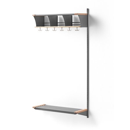 Garderobenschrank JEPPE mit 3 Fächern, Anbauteil, 1790x900x310 mm, Alu/Birke