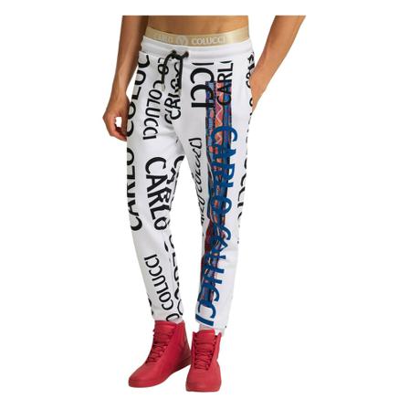 Carlo Colucci Sweatose with logo -deed Conforto Hvid, Herre Jogging Bukser, Størrelse: M