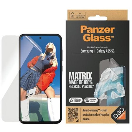 PanzerGlass Matrix Ultra-Wide Fit-folie med positioner til Samsung Galaxy A55 5G
