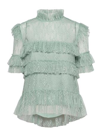 Rachel Blouse Party Tops Short-sleeved Grønn By Malina*Betinget Tilbud