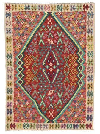 Kelim Afghan Old Style Vloerkleed 175X243 Donkerrood/Oranje Wol, Afghanistan