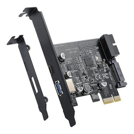 PCI-E 1X USB 3.2 Gen1 USB3.2 Type-C etupaneeliadapterikortti 2 porttia (Type C+ Type A) Laajennuskortti