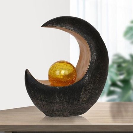 Hagedekorasjon, LED-solcellelamper for utendørs-balkong-oppsett - søte harpiks-ornamenter - solcellelamper utendørs - måne