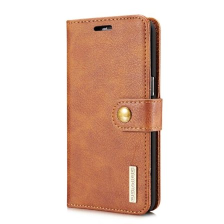 DG.MING Plånboksfodral 2-i-1 Split Leather för Samsung Galaxy S8 Plus - Brun