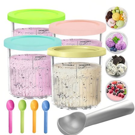 Til ismaskine NC500 køkkenmaskine tilbehør, BPA-fri, tåler opvaskemaskine, farvede låg, 4 stk.