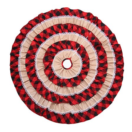 |NN| Juletræstæppe med flæser 117 cm 3-lags rustik bondegårdsstil til jul