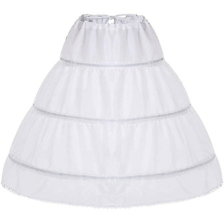 Barn Flickor Vit 3 Hoops Underklänning Crinoline Bröllopsbrudtärna Blomklänning