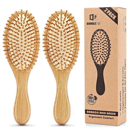 Bambus hårbørste med naturlige bust - miljøvennlig - naturlig børste KLB
