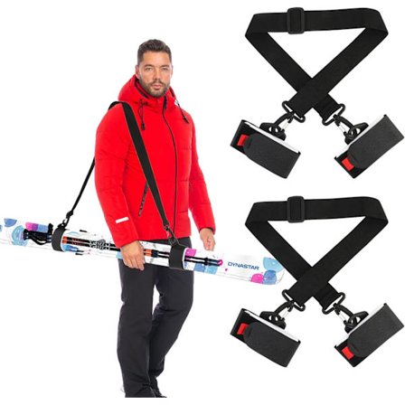 2 stk. skistropper, justerbare skiskulderstropper/fikseringsstropper og skistøvle stropper, egnet til skistave, ski og snowboards