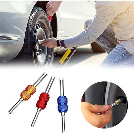 3 st Ventil Kärnremover Tvåhuvudsskruvmejsel Däckventil Rep, ZQKLA