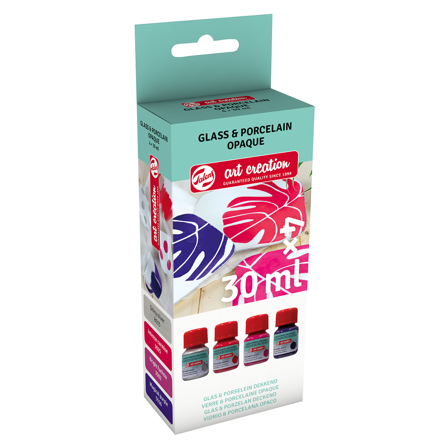 Art Creation Glass und Porzellan Farbe Deckend Set 4 x 30 ml Rosa Silber