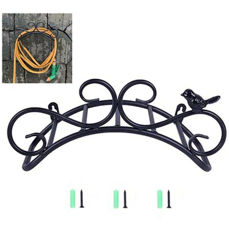 Slangeholder vægbeslag Have slangeholder Dekorativ vægmonteret ophængsbeslag Støbejern Have slangeholder (35 x 17 x 15 cm, Sort)