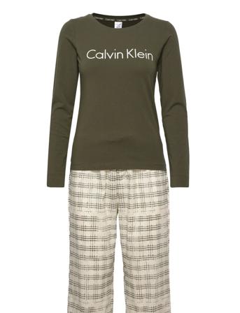L/S Pant Set Pyjamas Grön Calvin Klein