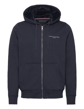 Tommy Logo Fur Lined Hoody Tops Sweatshirts & Hoodies Hoodies Navy Tommy Hilfiger
