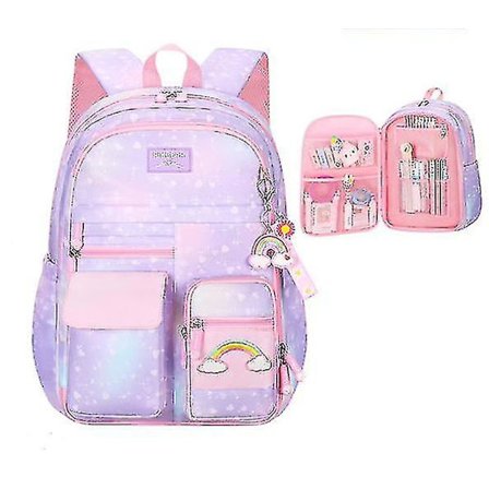 Kyl-stil Öppen dörr Skolväska Flickans Lätta Ryggradsskydd Axelväska(Lila)