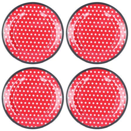 9 tuuman posliinijäljitelmä lautassarja, 4 kpl, illallis-, hedelmä-, jälkiruoka-, kakkulautaset, leivonnaisalusta, astiasto