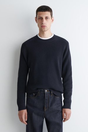 COS Men's Cotton Crew-Neck Jumper in Blue