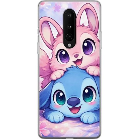Kompatibel Mobilcover til OnePlus OnePlus 8 Sød kawaii illustration med pink og blå fantasidyr, store øjne og bløde farver perfekt til børnevære