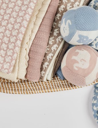 Smallstuff Baby Blanket Ao Rabbits, Merino Wool, Powder - Pink - ONE SIZE