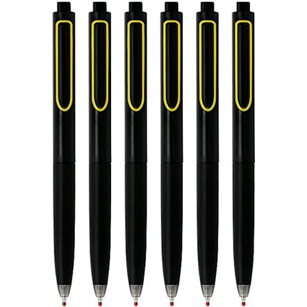 Svart blekk Clicker penn, 0,5 mm tynn spiss inntrekkbar penn, lagring for permanent jevn skriving lydløs pennsett, 6 stykker (154-Svart 6)