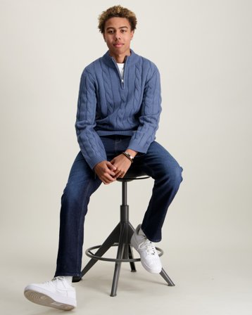 U.S. Polo Assn. Cable Knit Funnel Blå Tröjor Kille - Kids Brand Store