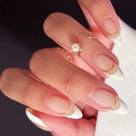 24 stk. Påsætningsneglsæt Mandel Akryl Kunstige Negle Manicure til Kvinder