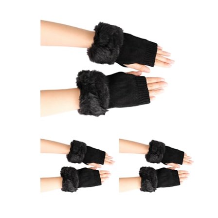 3 Par Furskindshandsker Nye Strikkede Uld Åbne Finger Handsker Halv