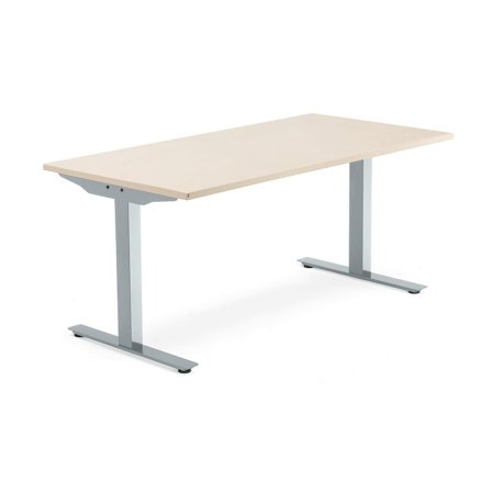 Biurko MODULUS, rama T, 1600x800 mm, srebrny, brzoza