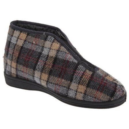 Sleepers Mens Jed II Thermal Zip Check Bootee Slippers 12 UK Gr