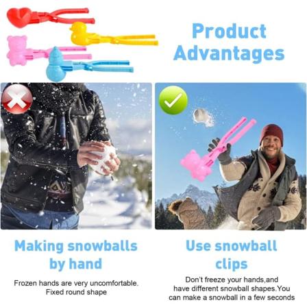 4 stk Snøballtang Snøballformer Vinter Snøballmaskin Snøballkutter for barn Utendørslek Snøsand (tilfeldig farge)